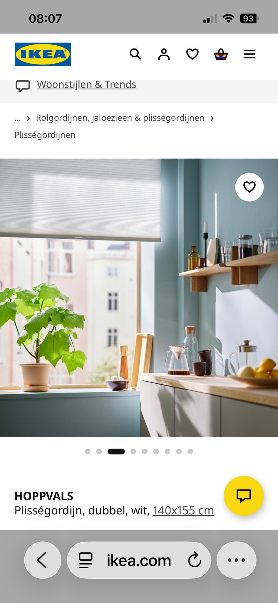 2x IKEA Hoppvals Plisségordijn Wit 140x155 cm, Huis en Inrichting, Stoffering | Gordijnen en Lamellen, Ophalen, Nieuw, IKEA, Plisségordijn