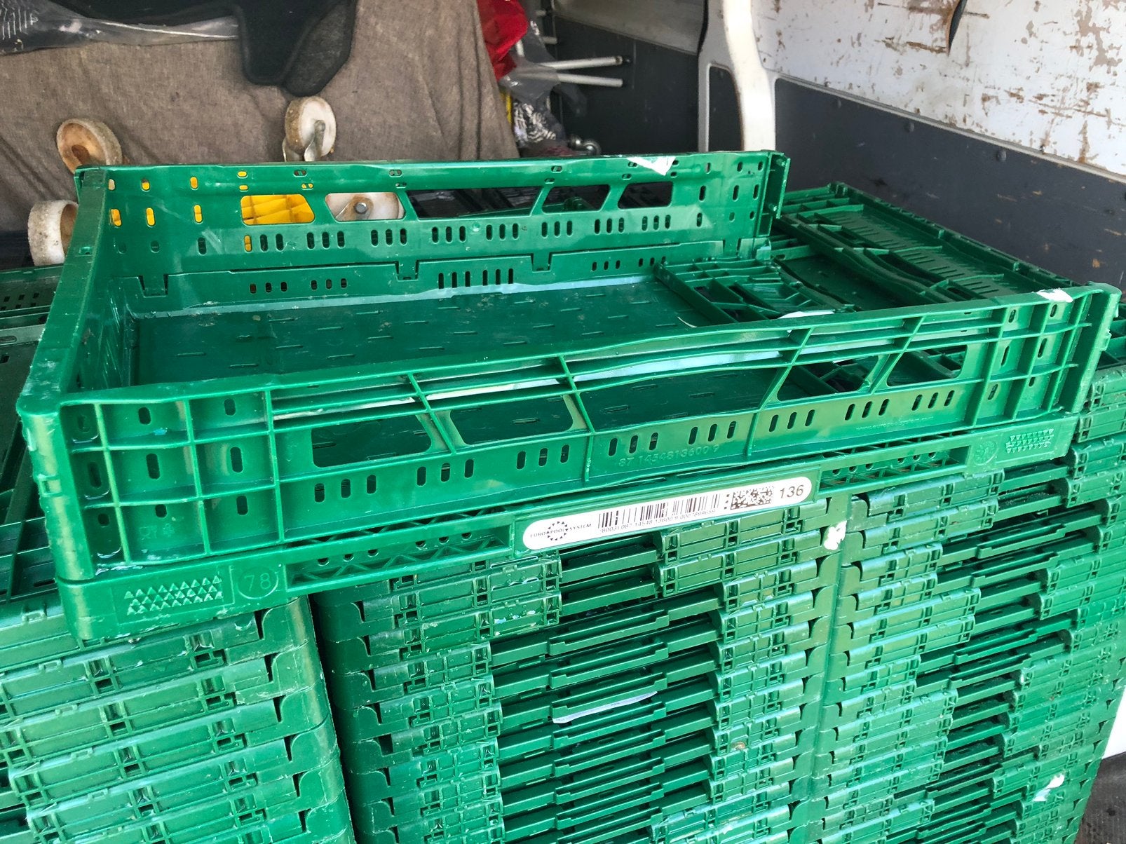 Klapkratten kisten opvouwbare krat kratten groen zwart kist, Ophalen, 40 tot 60 cm, Opvouwbaar, 50 tot 75 cm