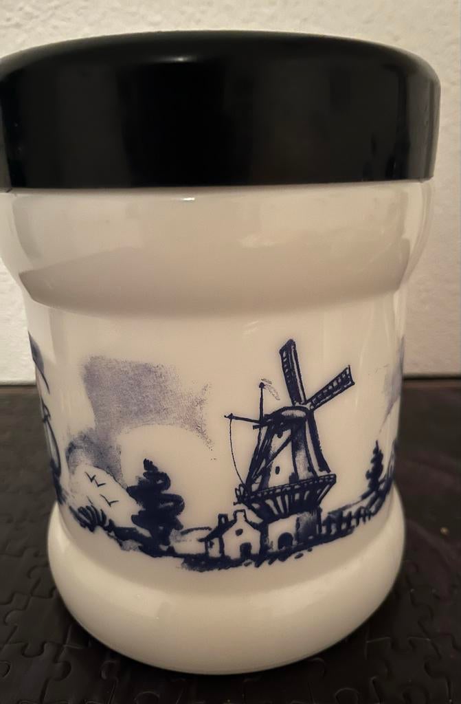 Vintage Tabakspot Willem II met Delfts Blauw decor, Ophalen of Verzenden