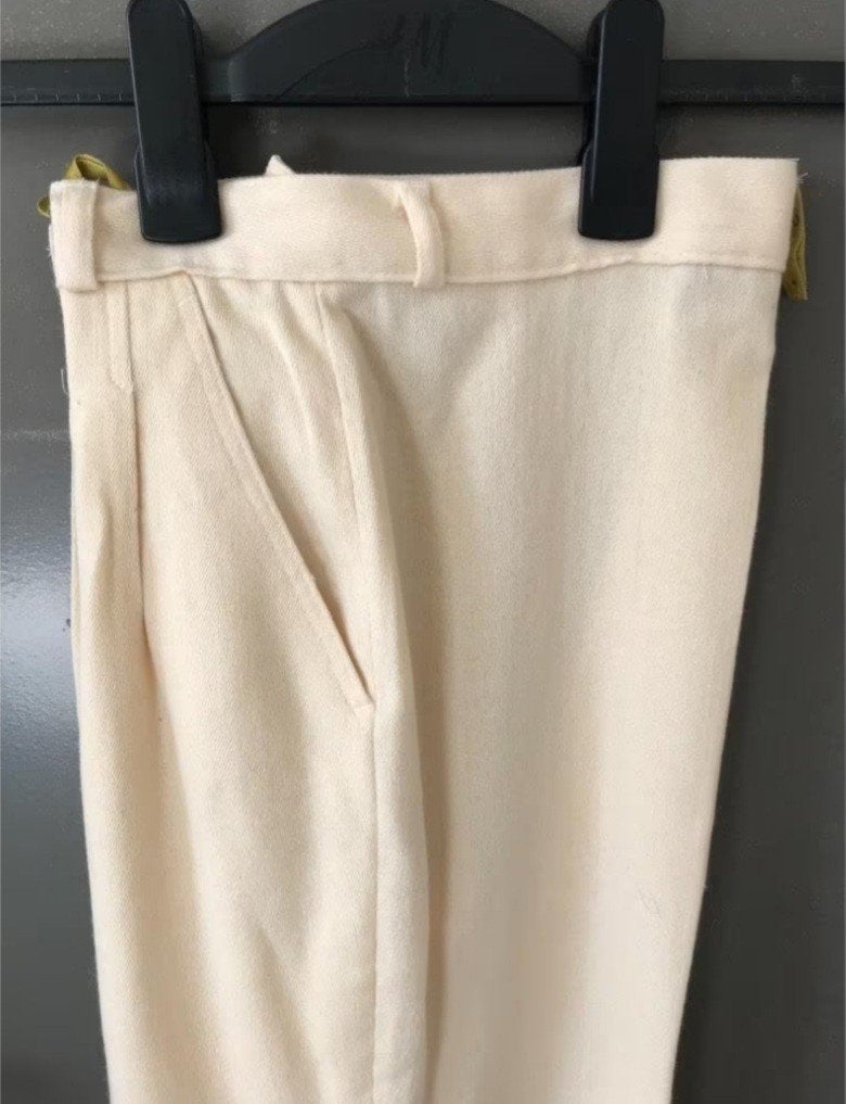 Vintage Wollen Bandplooibroek, Ophalen of Verzenden, Zo goed als nieuw, Maat 38/40 (M), Lang