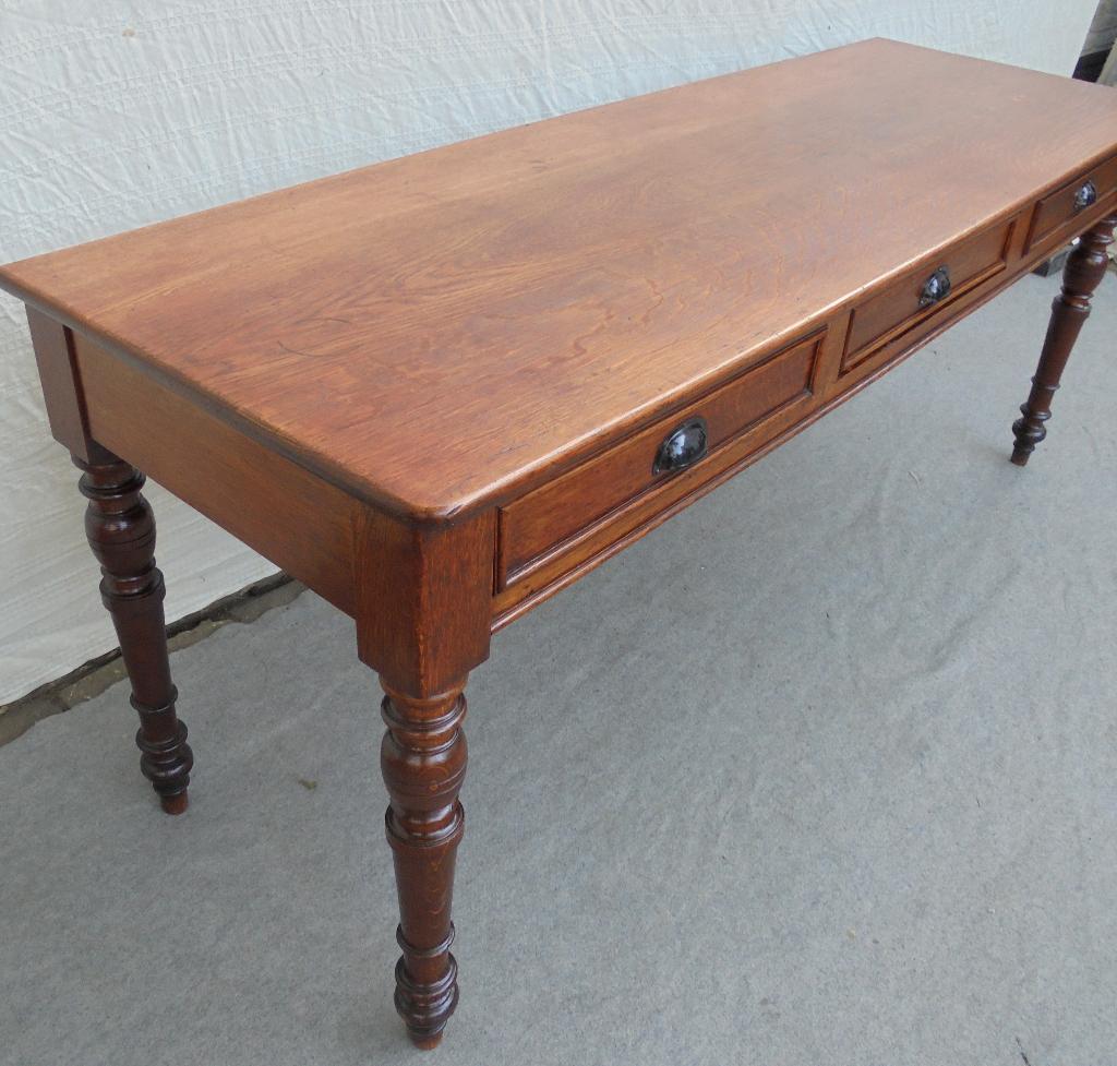 Lange eiken antieke side table  tafel laden, Ophalen of Verzenden