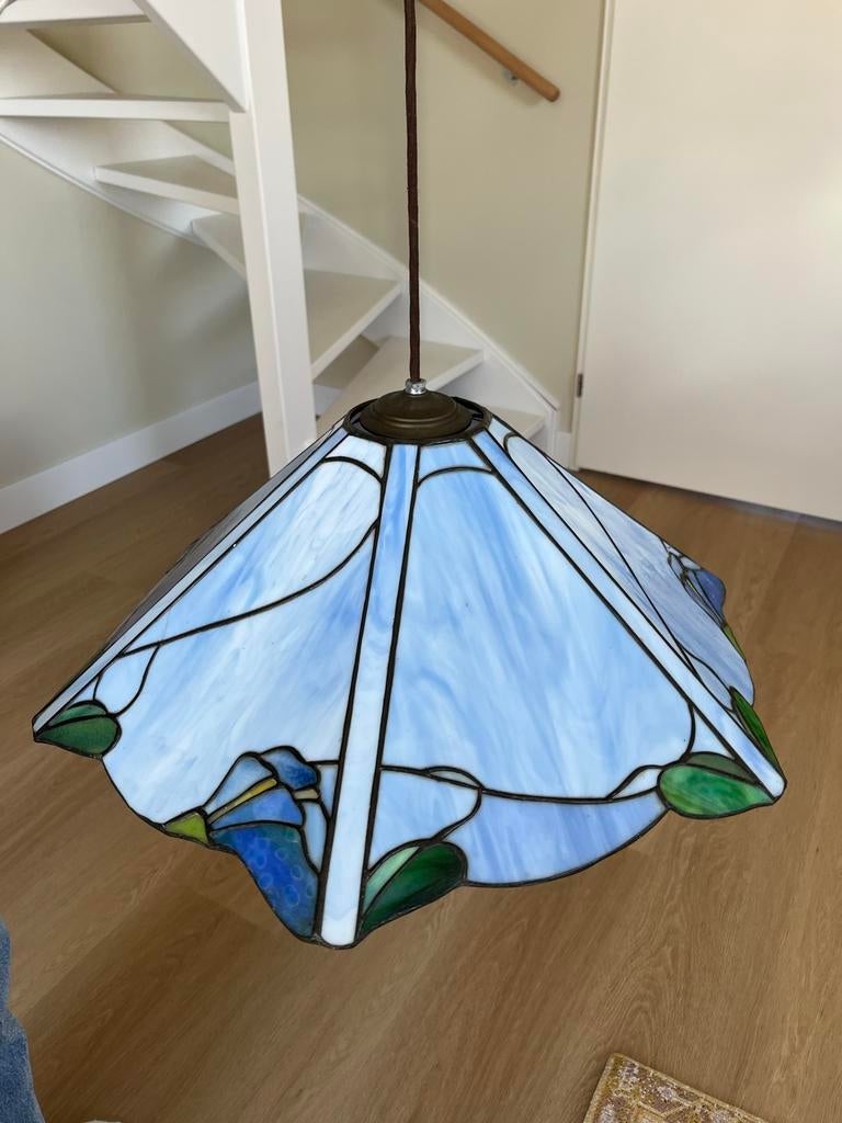Tiffany-stijl Glas-in-lood Hanglamp - vintage, Huis en Inrichting, Lampen | Hanglampen, Ophalen, Zo goed als nieuw, Glas, 50 tot 75 cm
