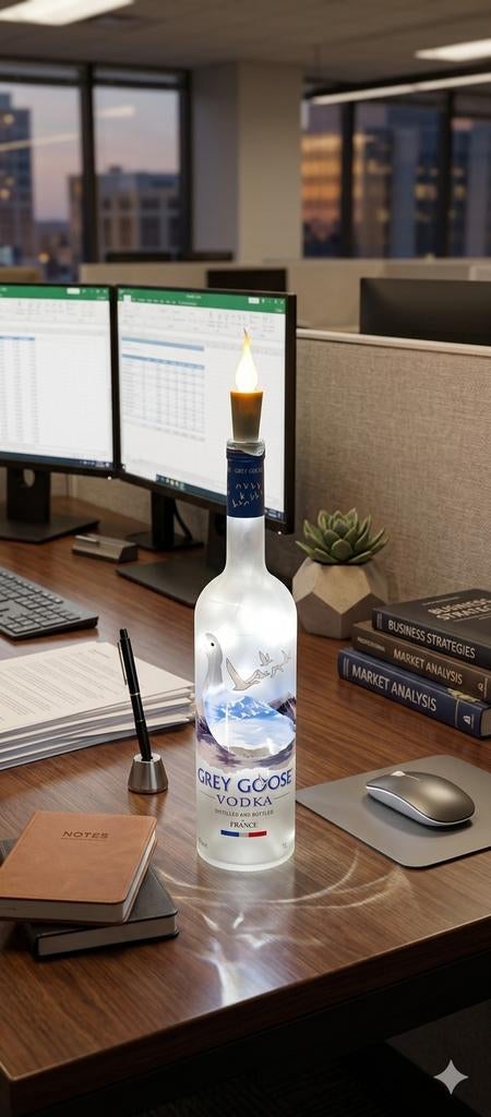Prachtige Grey Goose Wodka Fleslamp – Handgemaakt & Sfeervol, Ophalen of Verzenden, Zo goed als nieuw, Minder dan 50 cm
