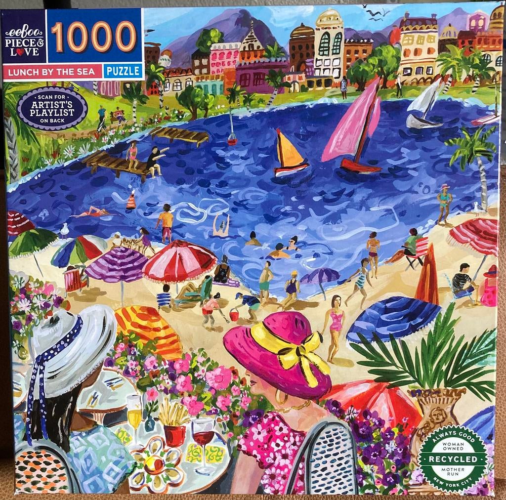 EeBoo 1000🧩 Lunch by the Sea, Ophalen of Verzenden, 500 t/m 1500 stukjes, Zo goed als nieuw, Legpuzzel