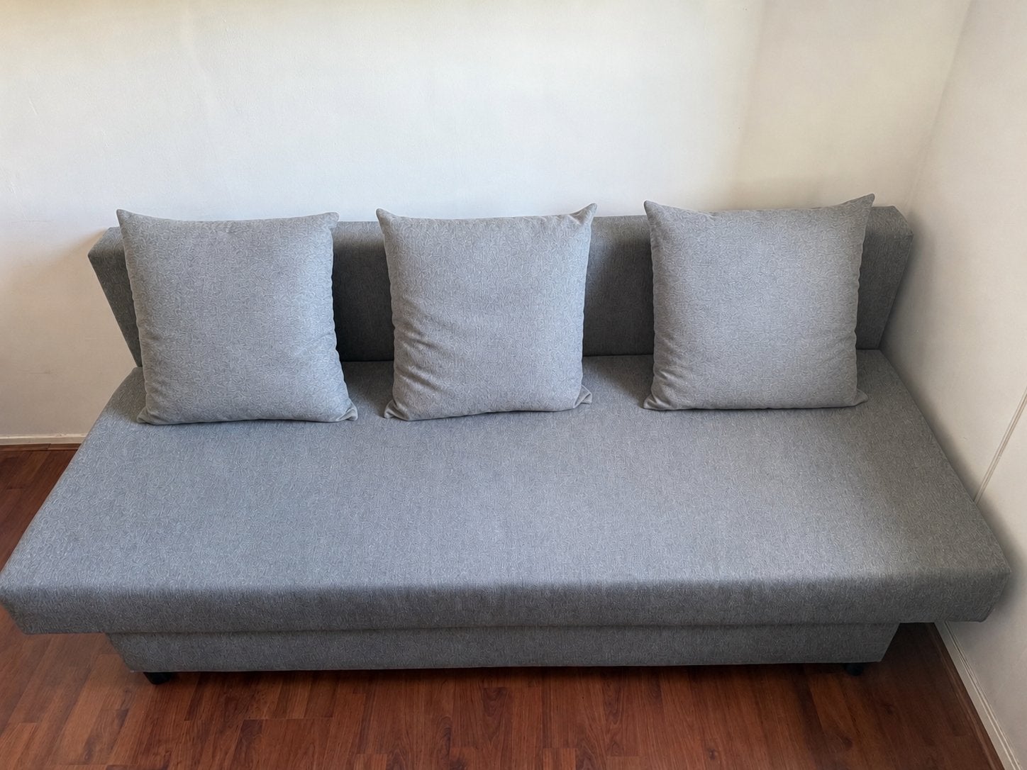 IKEA 3-zits slaapbank met opbergruimte in het grijs, Huis en Inrichting, Slaapkamer | Slaapbanken, Ophalen, 90 cm, Tweepersoons