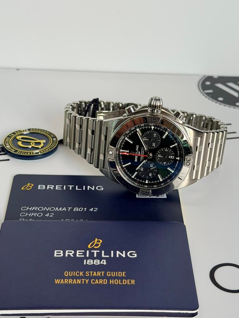 Breitling Chronomat B01 42 Groen AB0134101L2A1  Nieuw, Ophalen, Staal, Staal, Breitling