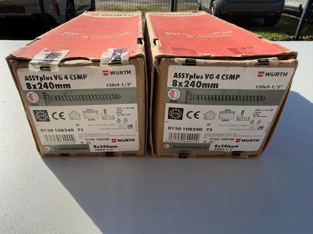Würth ASSYplus VG 4 CSMP constructieschroeven 8x240mm, Doe-het-zelf en Verbouw, Ophalen of Verzenden, Nieuw, 100 tot 250 mm, Schroeven
