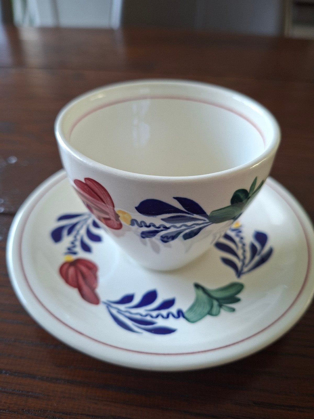 Kop en schotel van orgineel boerenbont, Ophalen of Verzenden