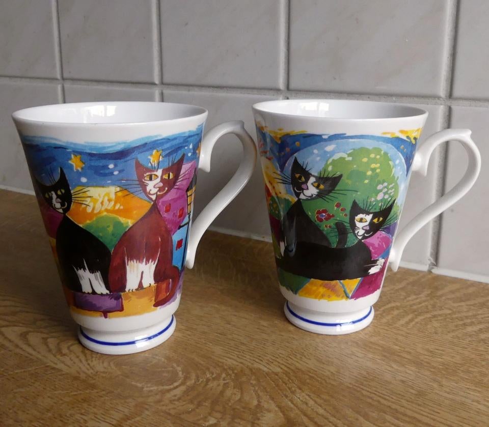 Roy Kirkham bekers mokken Nouvelle Cats koffiebekers, Gebruikt, Ophalen of Verzenden, Overige stijlen, Kop(pen) en/of Schotel(s)