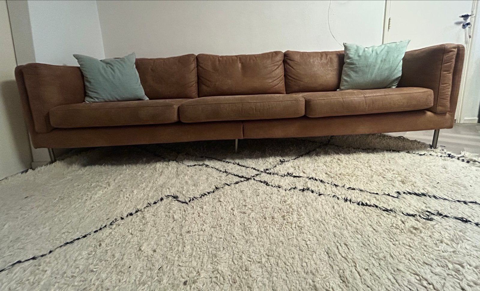 Leren 3-zitsbank in cognac kleur, Huis en Inrichting, Ophalen, 250 tot 300 cm, Gebruikt, Driepersoons