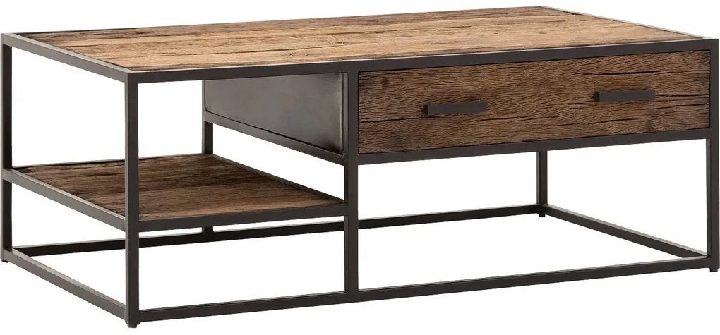 Goossens Eco Salontafel Otik Teak Urban Industrieel, Ophalen, 50 – 75, Gebruikt, 100 tot 150 cm