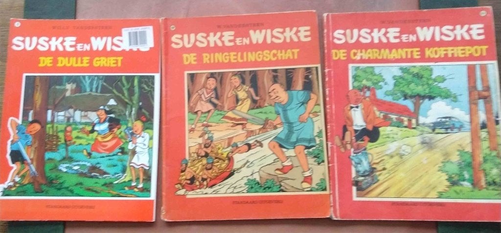 Suske en Wiske Albums  + Poppetjes + Bidon + DVD 's + Gratis, Meerdere stripboeken, Ophalen of Verzenden, Zo goed als nieuw