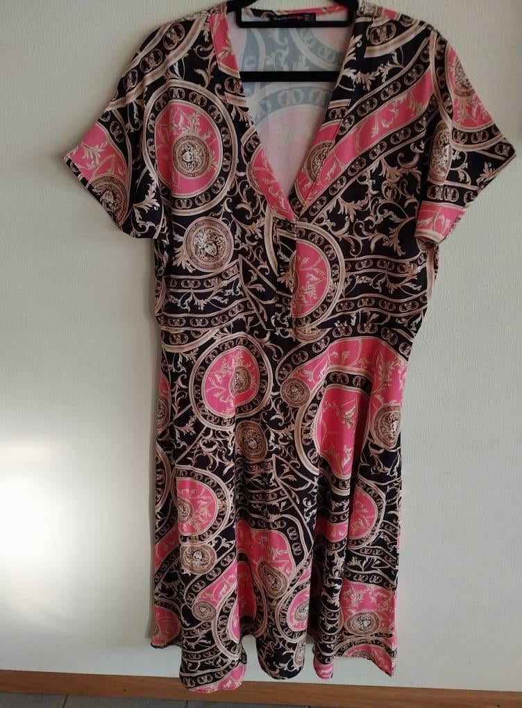 Asprin maxi jurk italiaans nep versace print XL multikleur, Zwart, Maat 42/44 (L), Ophalen of Verzenden, Zo goed als nieuw