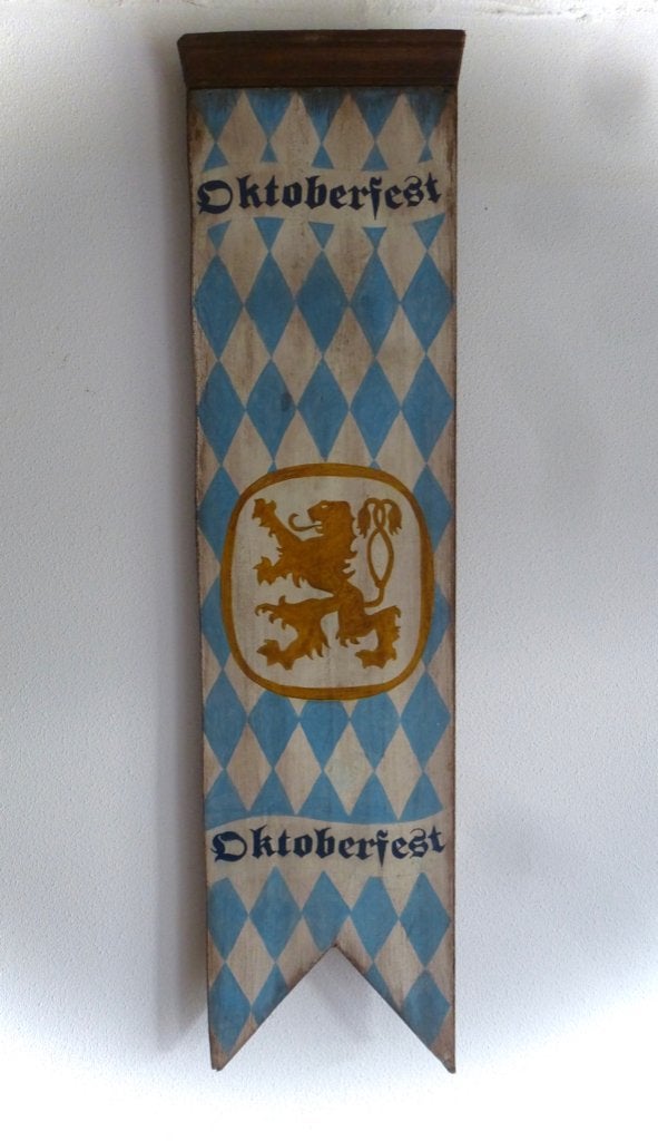 Handgeschilderd houten Oktoberfest vaandel / Biergarten, 71 cm, Meerkleurig, Ophalen of Verzenden, B6