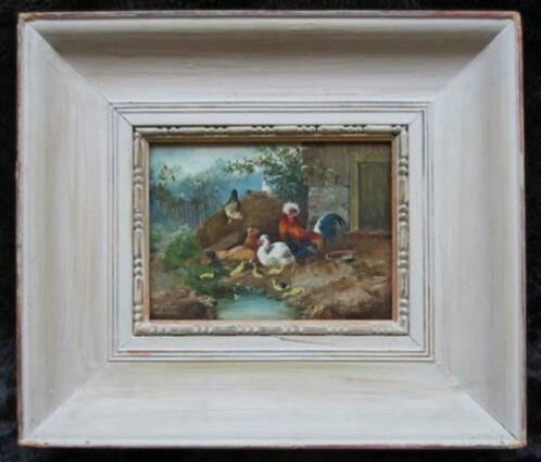 DUITS===Max Hänger 1874-1941===hoenderhof==, Antiek en Kunst, Ophalen of Verzenden