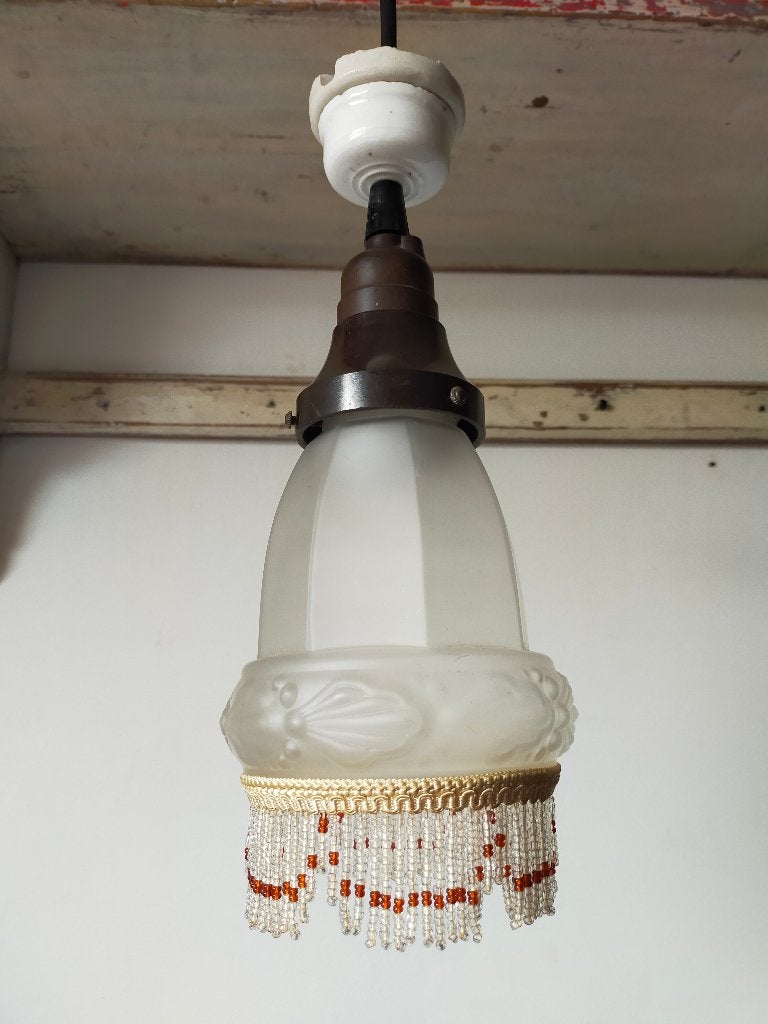 Vintage hanglamp met glaskralen, Ophalen of Verzenden