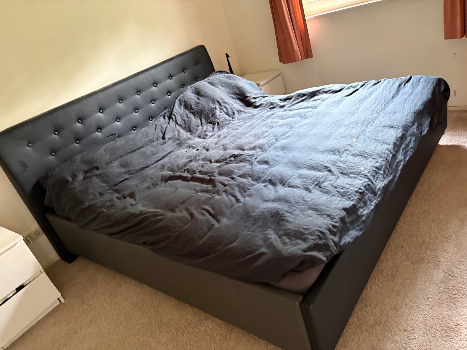 Gratis bed vsn 200 x 200 cm antraciet, Ophalen, Gebruikt, Tweepersoons, Stof