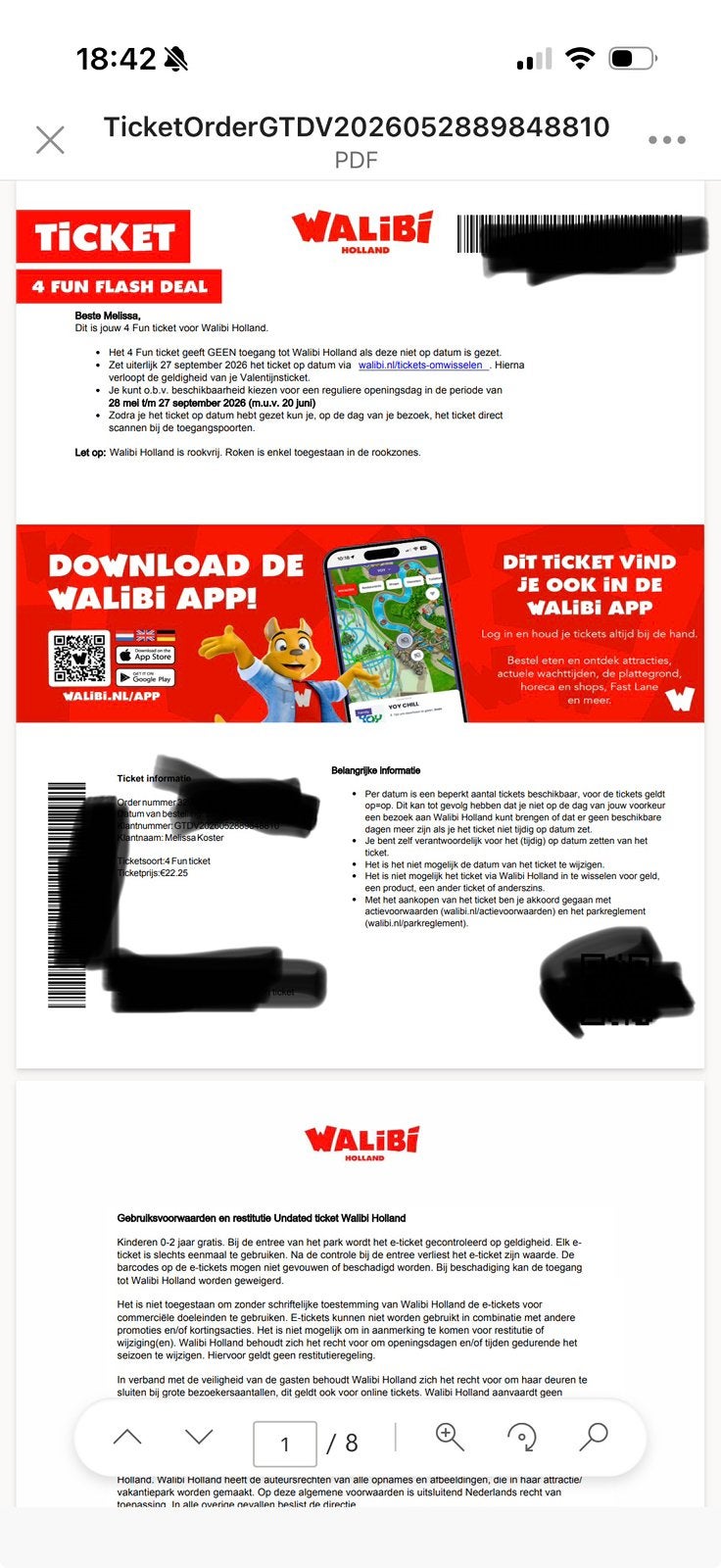4 kaartjes voor Walibi Holland, Tickets en Kaartjes, Drie personen of meer, Ticket of Toegangskaart