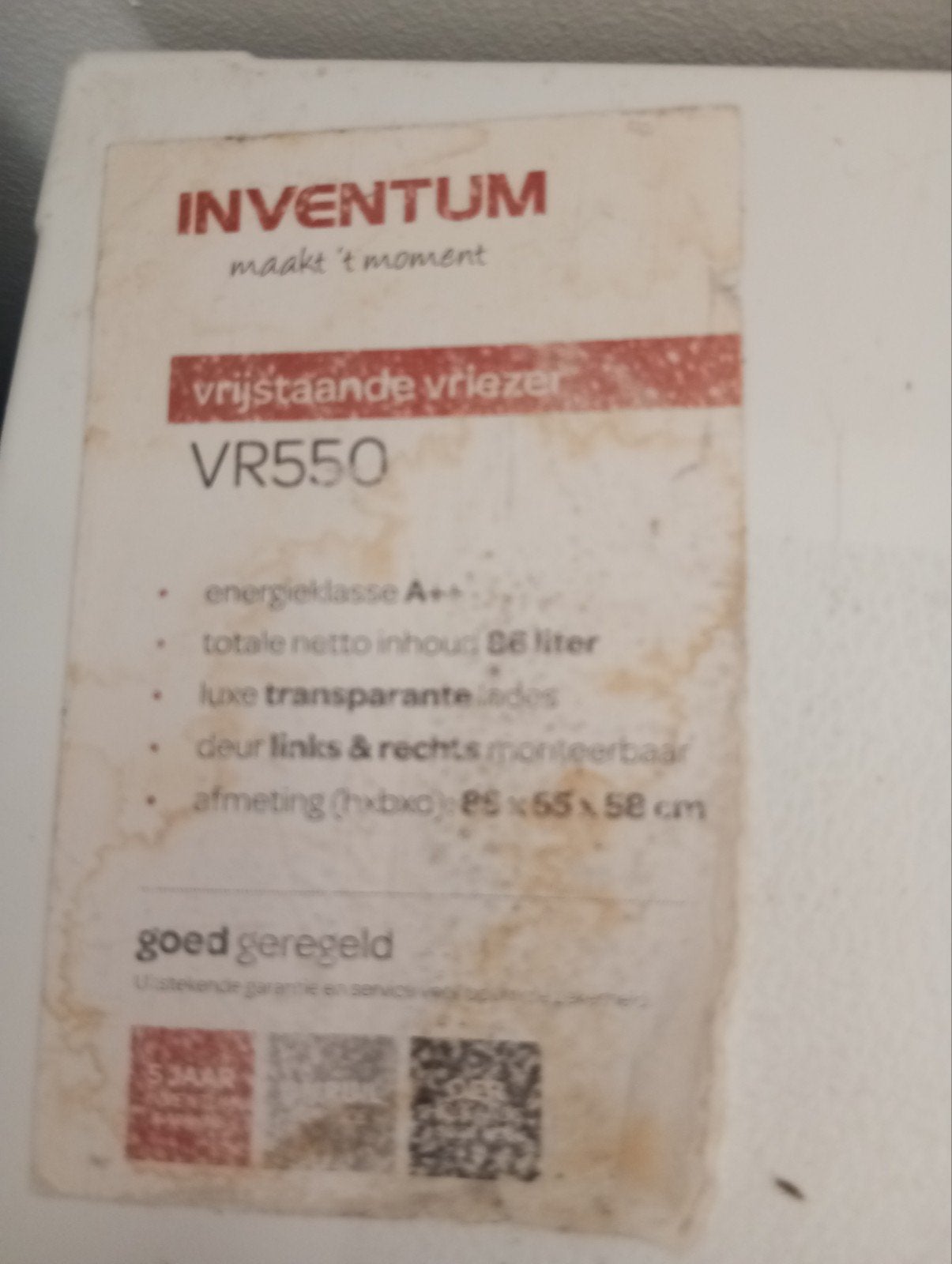 Foto 6 van Inventum Vrijstaande Vriezer VR550, Energielabel A++