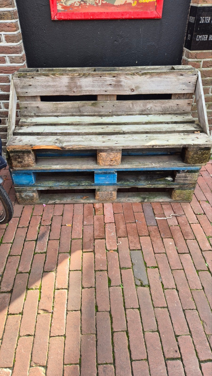 2 robuuste stijgerhouten banken - 120x45x74 cm, Ophalen, Gebruikt, Twee, Overige kleuren