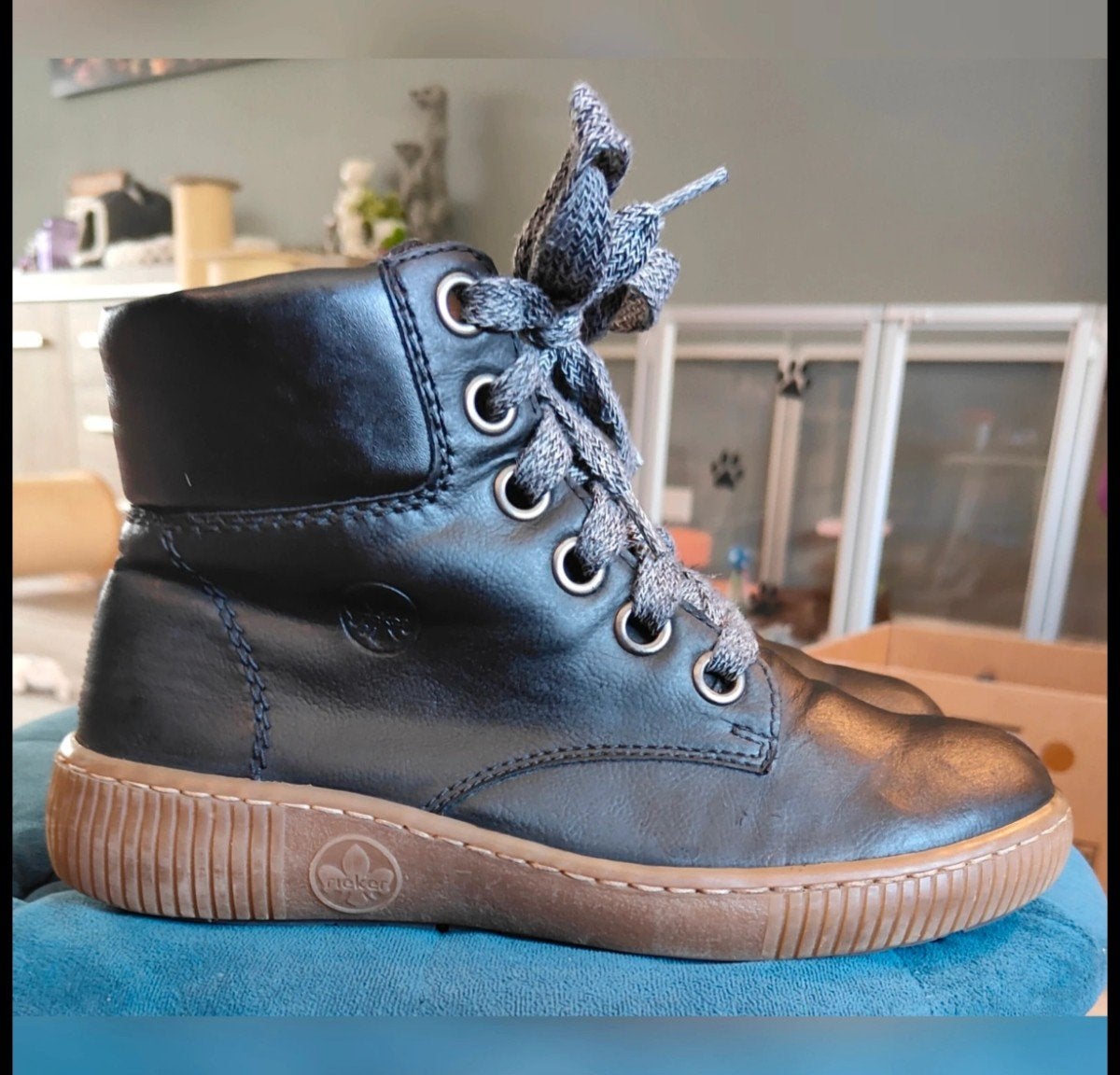 Zwarte veterboots Rieker maat 40, Kleding | Dames, Schoenen, Ophalen of Verzenden, Zo goed als nieuw, Zwart