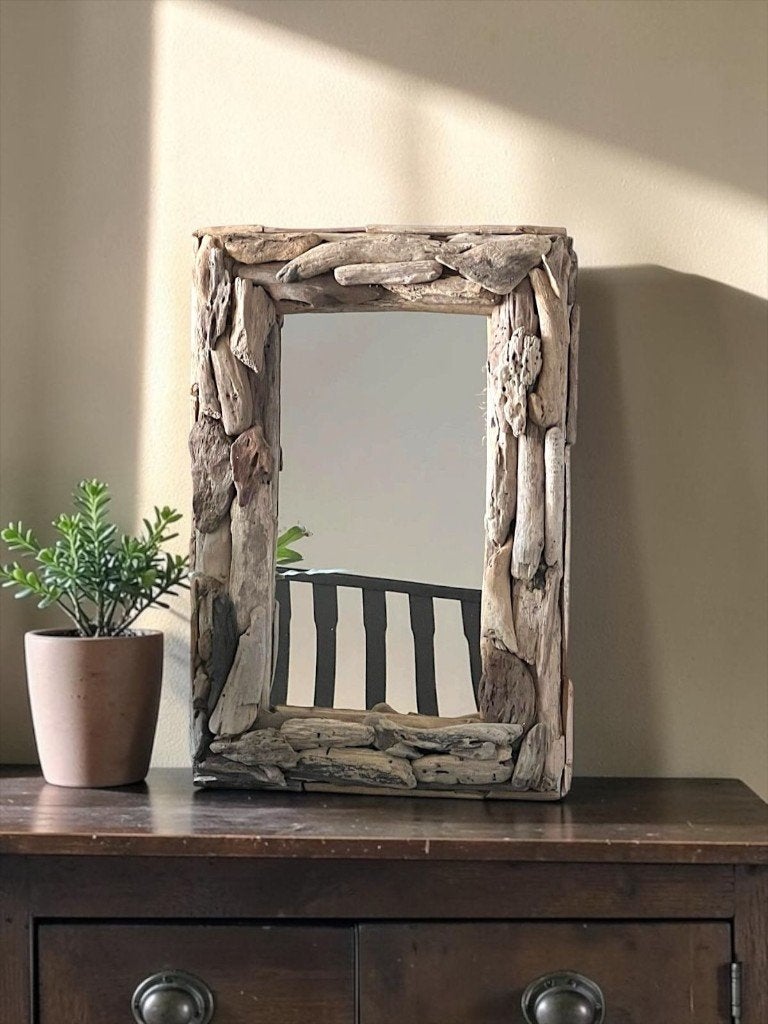 Spiegel van drijfhout, handgemaakt, Minder dan 50 cm, Verzenden, Nieuw, M