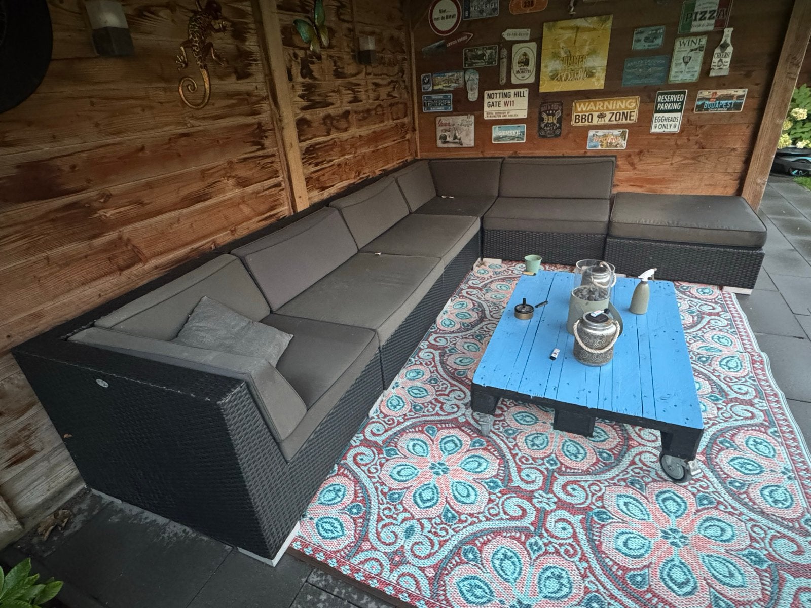 Grote Wicker Loungeset - Modulair (90x90cm per deel), Tuin en Terras, Ophalen, Gebruikt, Meer dan 8 zitplaatsen, Loungeset