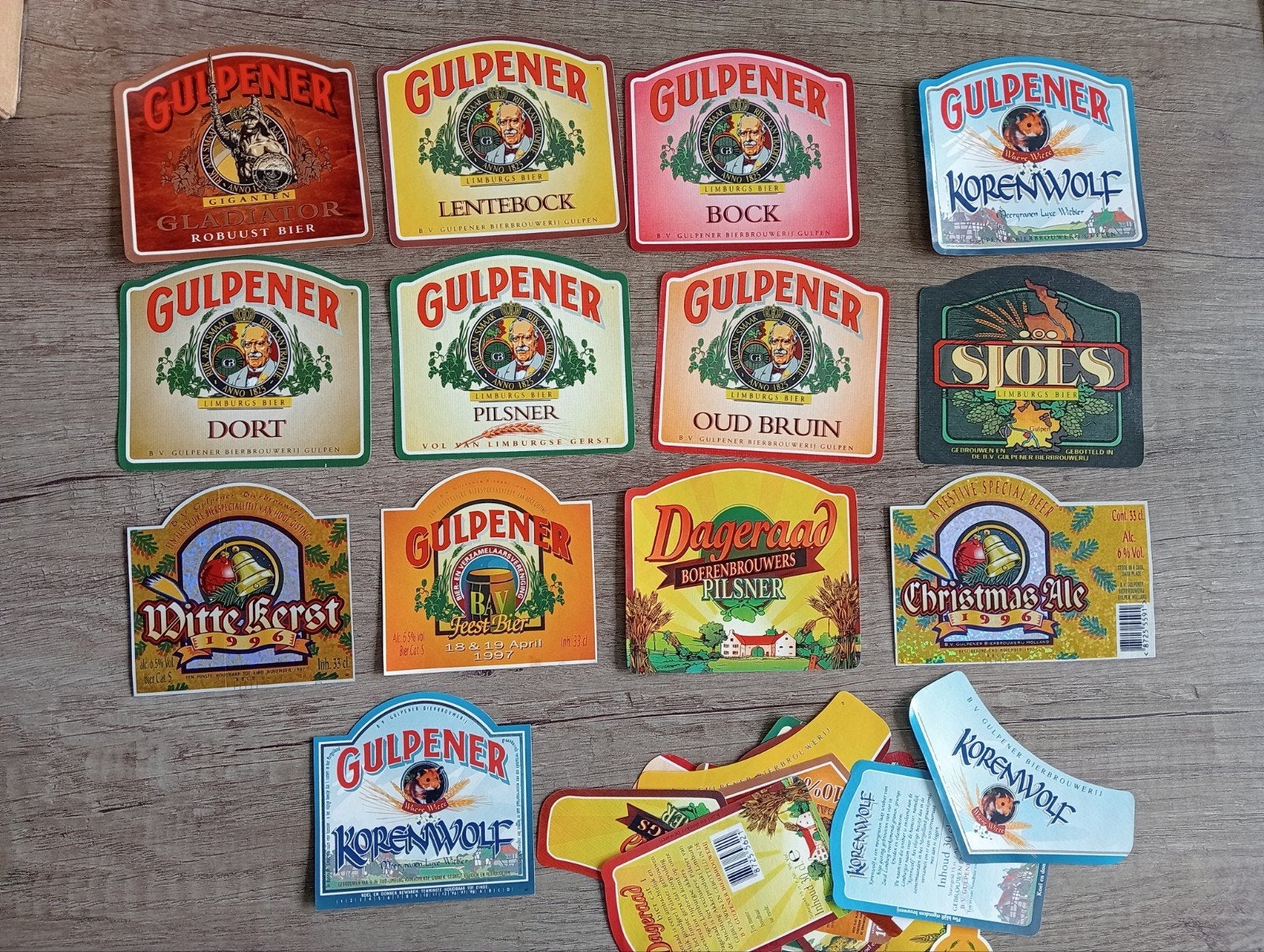 18 bier etiketten brouwerij Gulpen, Verzamelen, Overige Verzamelen, Ophalen of Verzenden