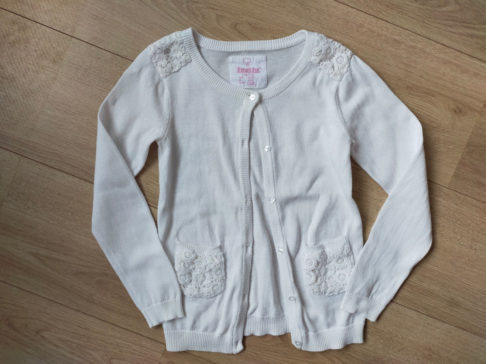 Zgan! Lief wit vestje van Lupilu! Mt 110/116

Valt groot., Kinderen en Baby's, Kinderkleding | Maat 110, Meisje, Trui of Vest