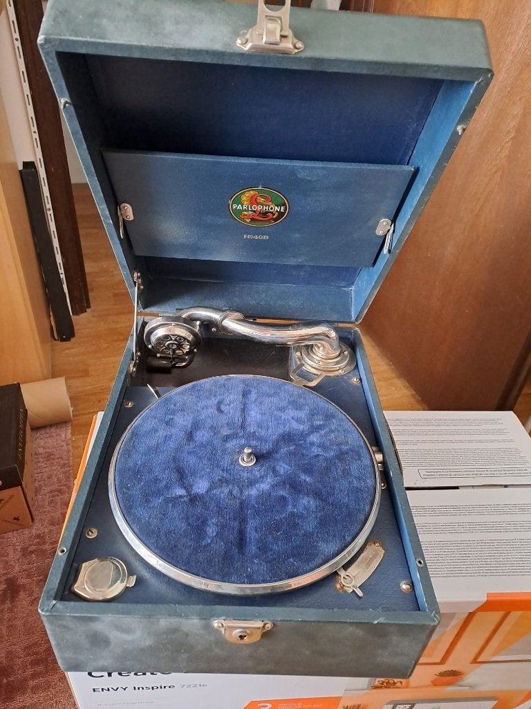 platenspeler jaren 30 met platen, Ophalen, Zo goed als nieuw, Platenspeler, Overige merken