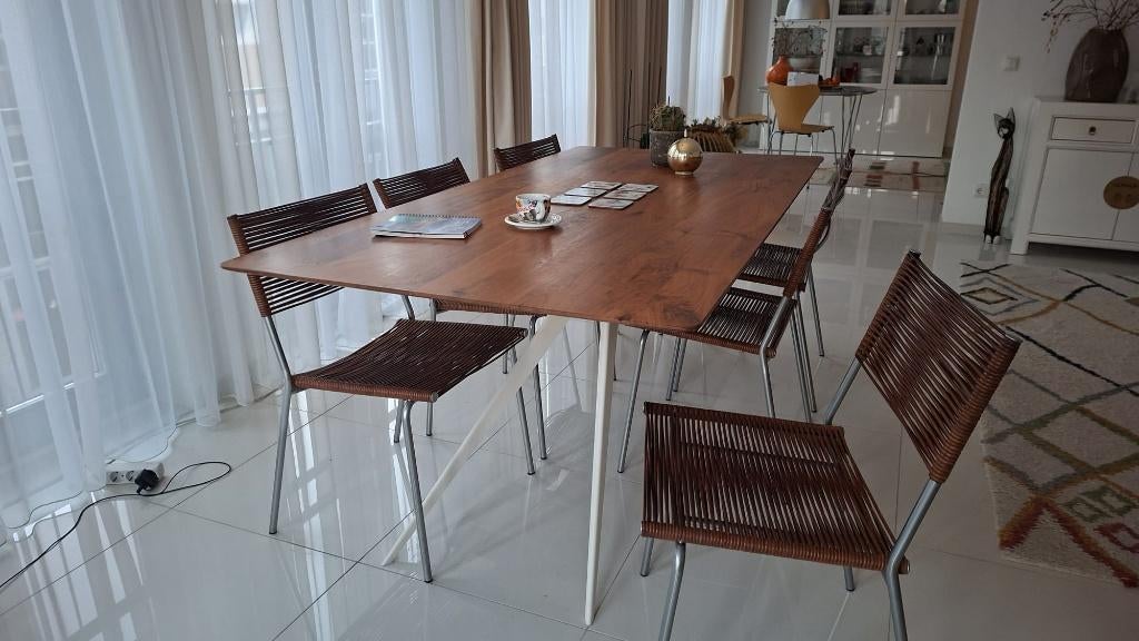 6 design eetkamerstoelen van Pierantonio Bonacina, Ophalen, Gebruikt, Bruin, Vijf, Zes of meer stoelen