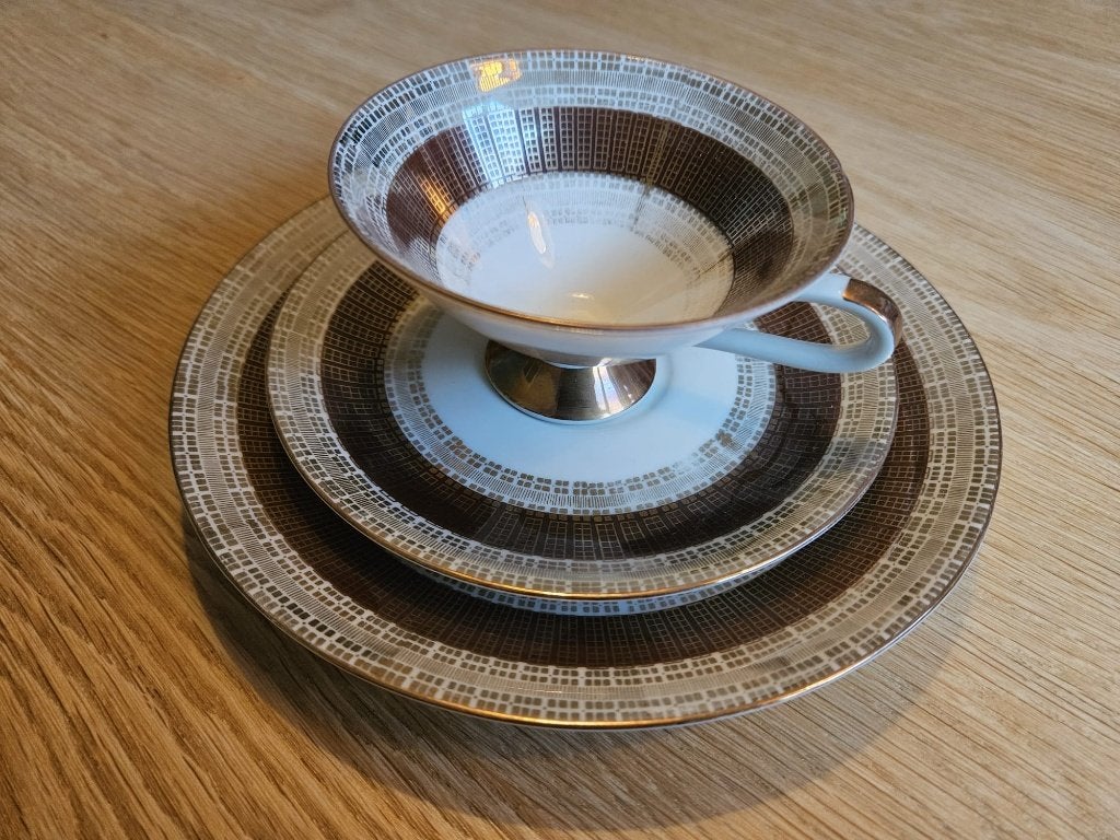 Vintage “Wunsiedel Bavaria” trio ontbijt servies set., Overige merken, Vintage, Ophalen of Verzenden, Zo goed als nieuw