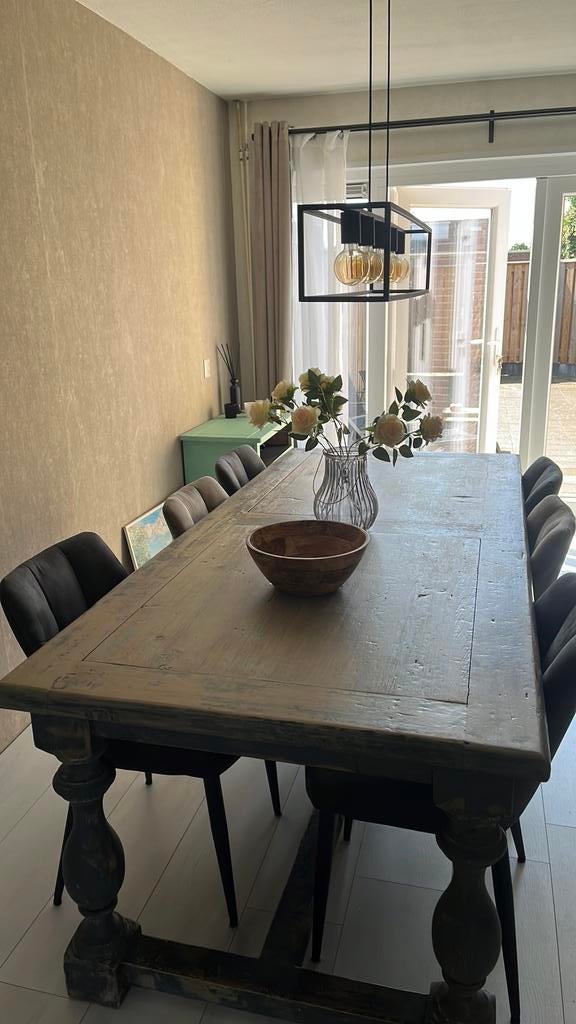 Eettafel 6 persoons, Huis en Inrichting, Ophalen, Gebruikt, 50 tot 100 cm, Vijf personen of meer