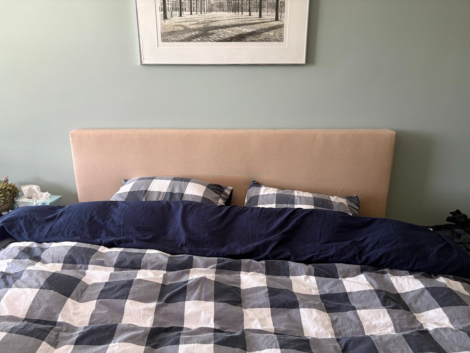 GRATIS - Swiss Sense boxspring 180x200 met stoffen hoofdbord, Ophalen, Gebruikt, Beige, Tweepersoons