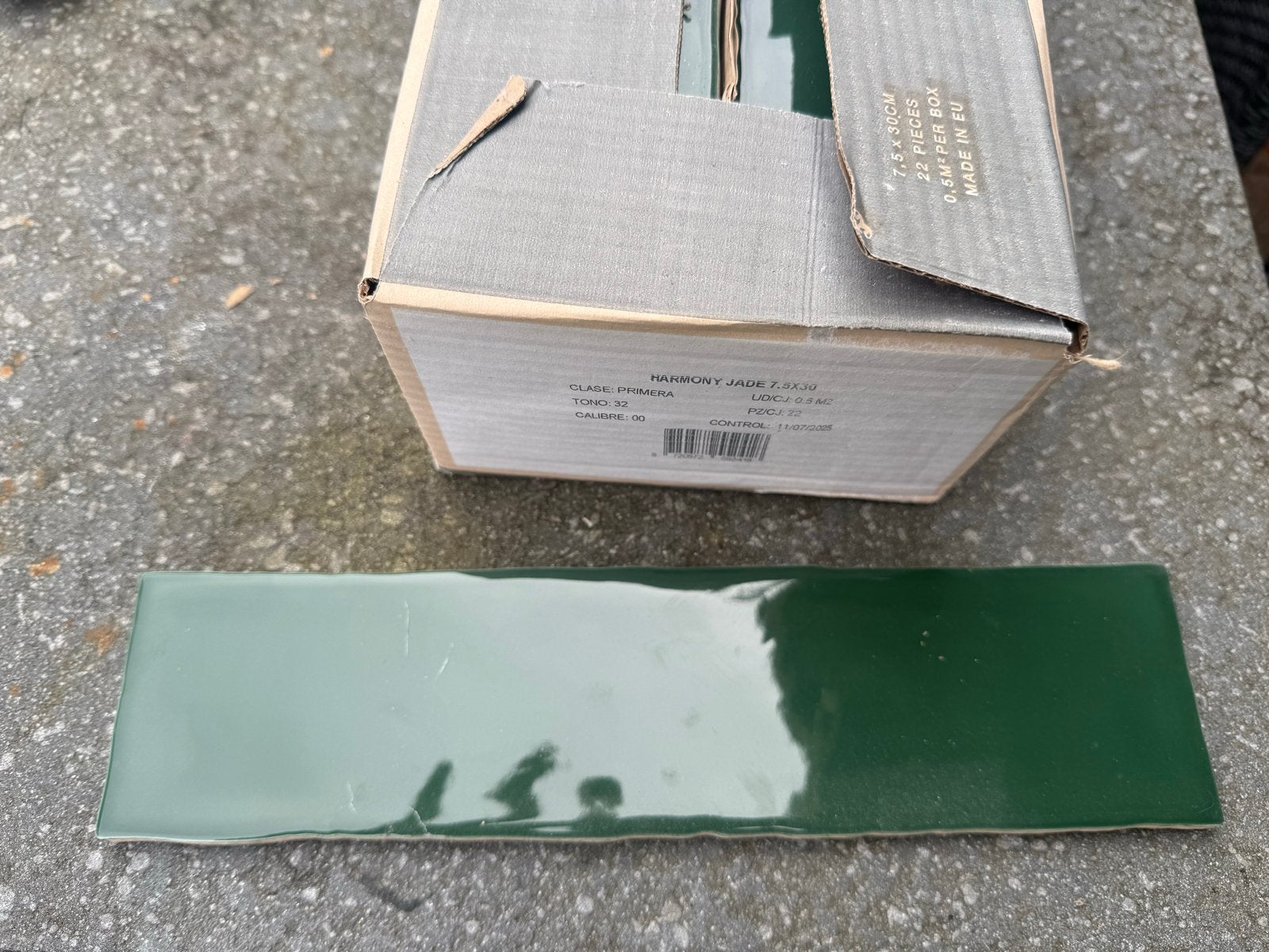 Sottocer Harmony Jade Groene Wandtegels 7.5x30 cm, Ophalen, Nieuw, 20 tot 40 cm, Wandtegels