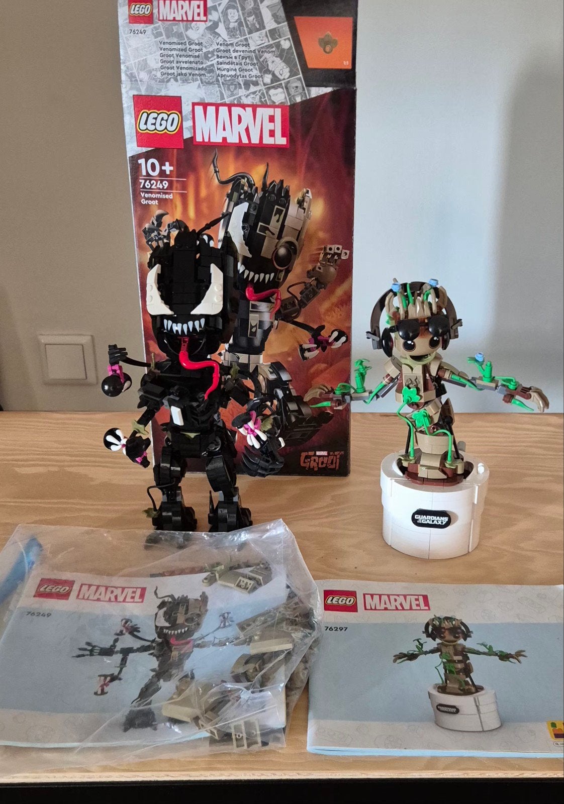 2x Lego Marv Groot 76249 Venom versie & 76297 Dancing Groot, Gebruikt, Marvel, Lego, Compleet