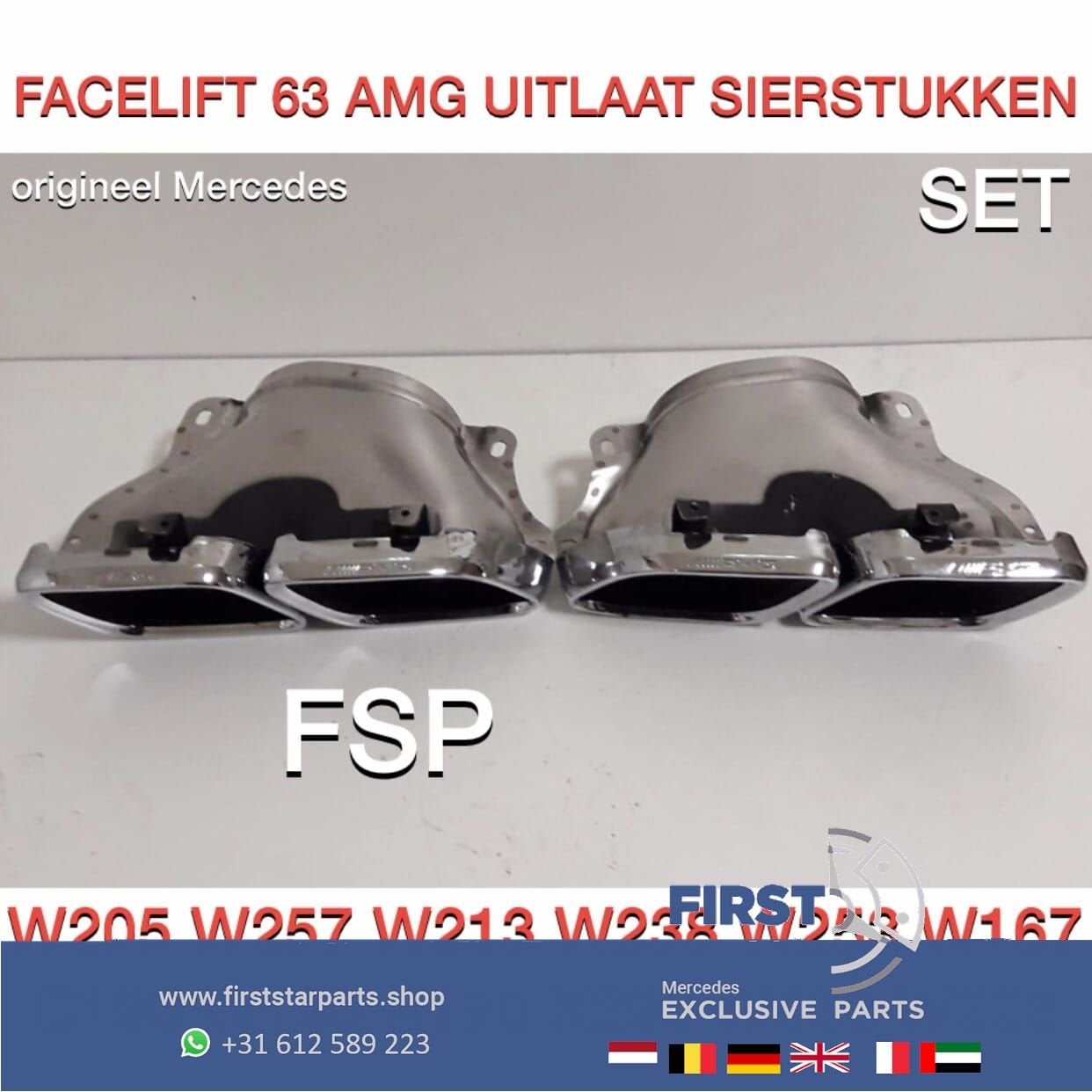 W205 C205 FACELIFT C63 AMG UITLAAT SIERSTUKKEN SET Mercedes, Auto-onderdelen, Uitlaatsystemen, Gebruikt, -, Ophalen of Verzenden