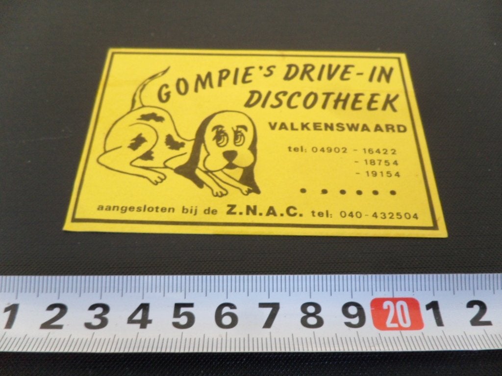 sticker Valkenswaard Gompie's  drive- in discotheek  JB088, Ophalen, Zo goed als nieuw