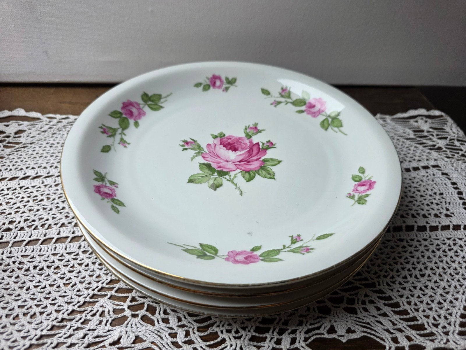 vintage eetborden borden roos rozen Kahla, Ophalen of Verzenden, Overige stijlen, Bord(en)