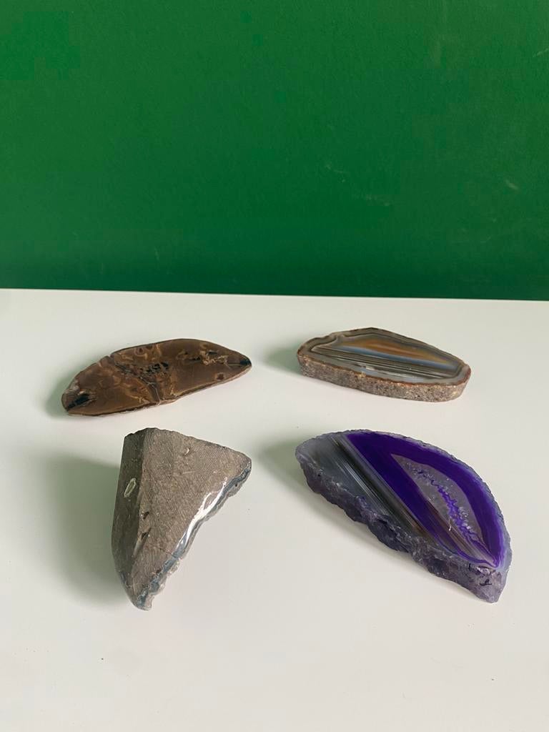 Set van 4 prachtige Agaatschijven - Kleurrijke Mix, Ophalen of Verzenden, Zo goed als nieuw