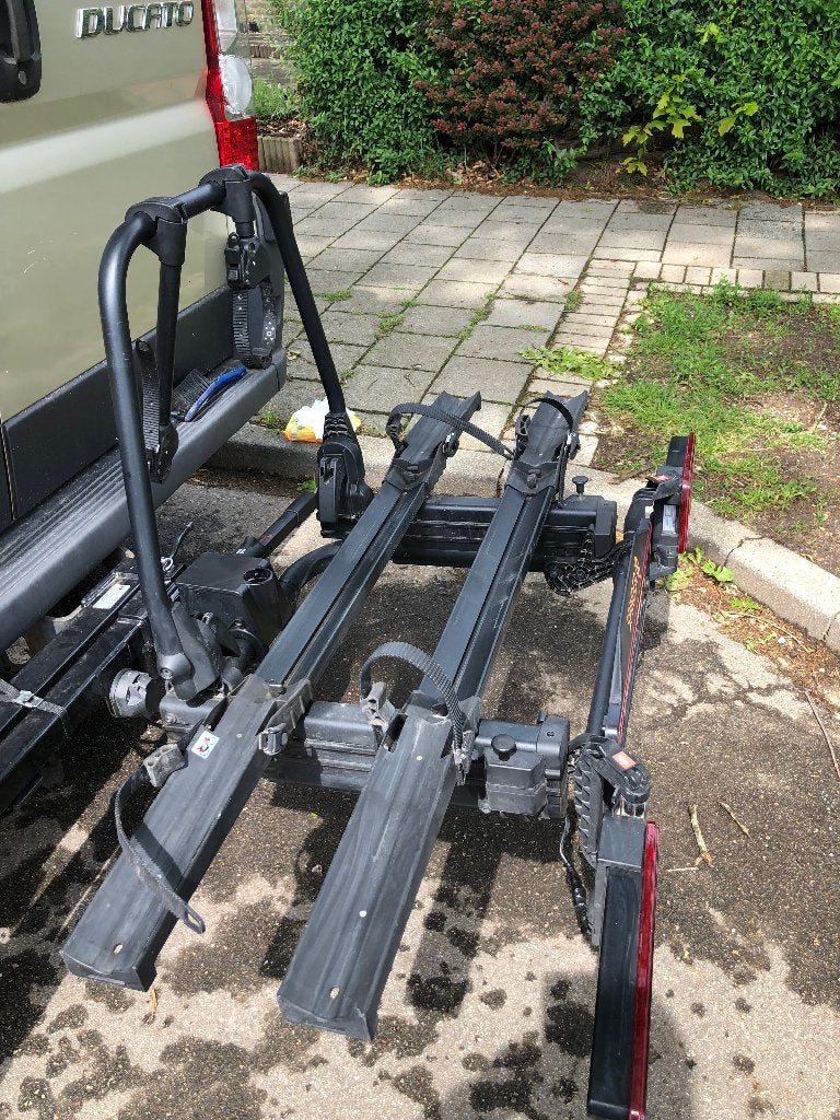 Fietsendrager voor camper UITSCHUIFBAAR handig sterk SPINDER, Ophalen, Zo goed als nieuw