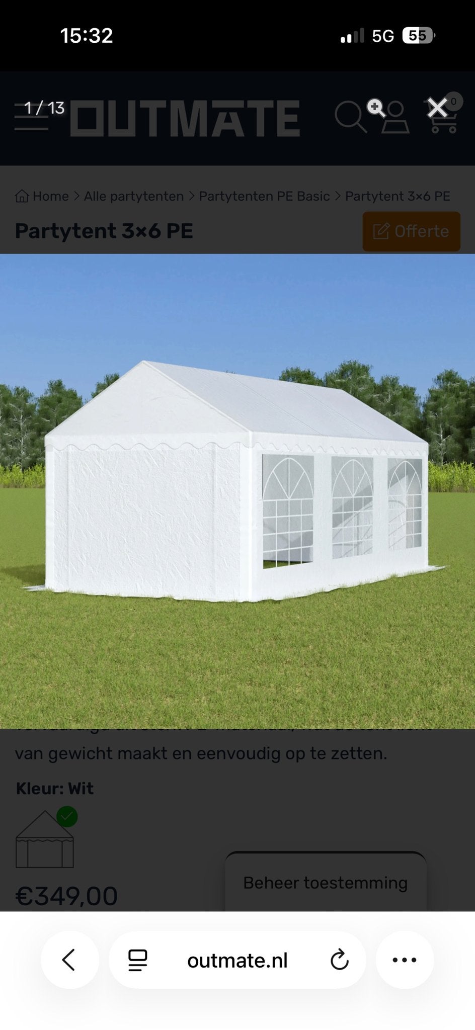 Partytent 3x6 PE - Ideaal voor elk feest!, Tuin en Terras, Ophalen, Gebruikt, Opvouwbaar, Partytent