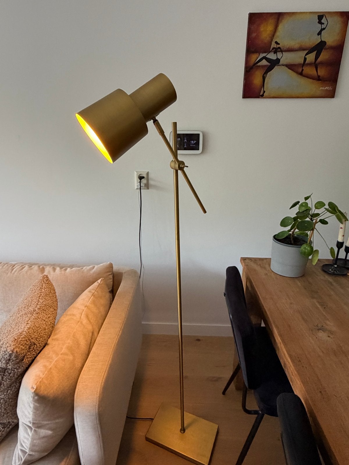 KARWEI Vloerlamp Nordin Messing 31x11x150 gouden, Ophalen, E27 (groot), Zo goed als nieuw, Metaal