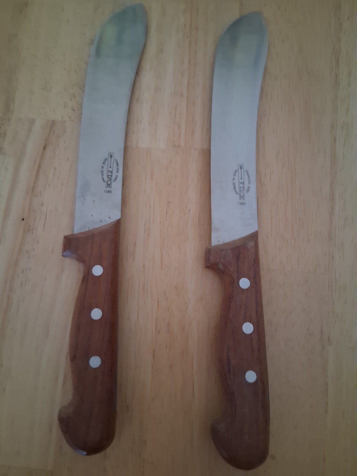 Set van 2 F. Dick slagersmessen - RVS met houten handvat, Ophalen