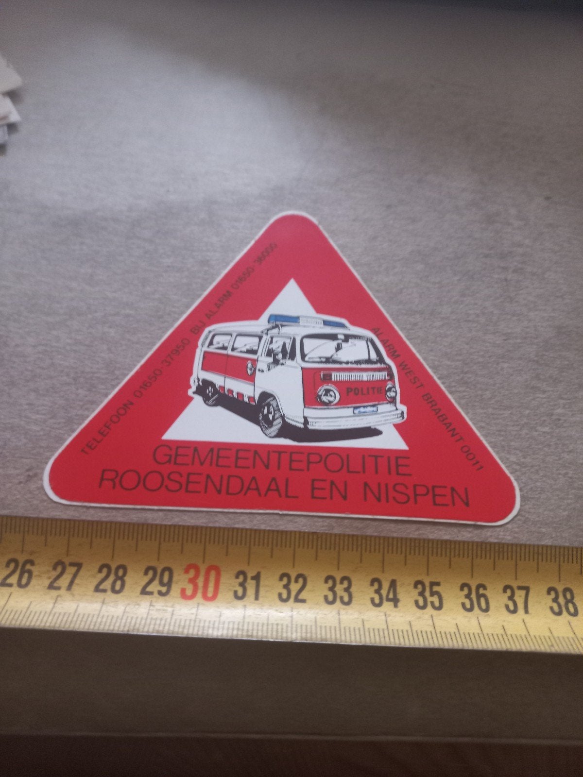 Vintage Gemeentepolitie Roosendaal en Nispen sticker, Ophalen of Verzenden, Gebruikt