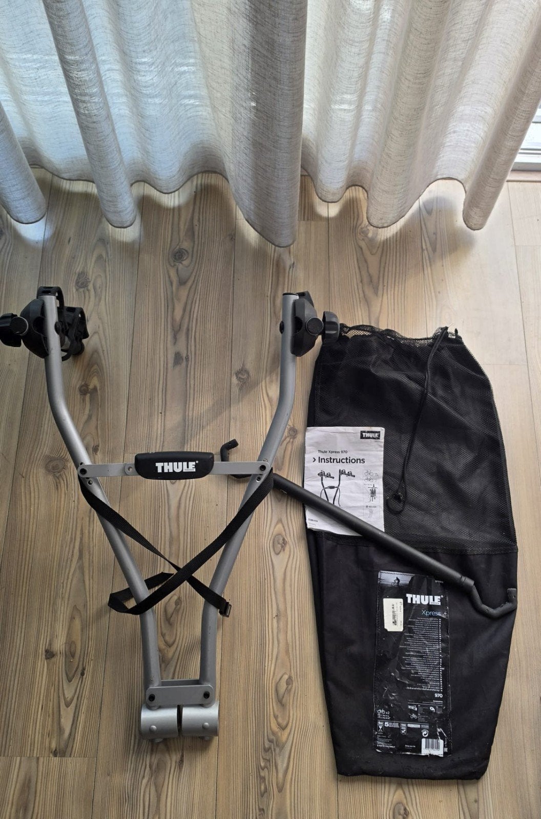 Thule Xpress 970 fietsendrager voor 2 fietsen + adaptor, Auto diversen, Ophalen of Verzenden, 2 fietsen, Gebruikt, Trekhaakdrager