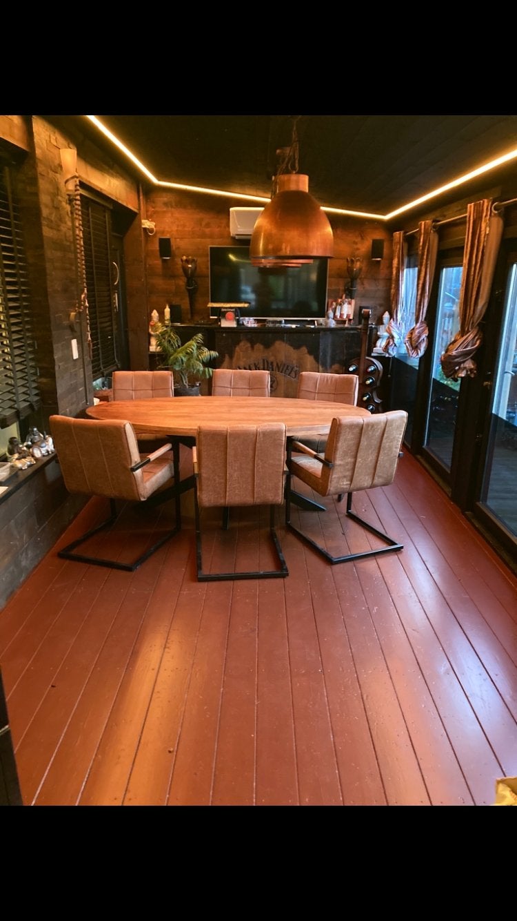 Robuuste eettafel met stoelen  2 jaar oud, 100 tot 150 cm, Ophalen of Verzenden, Zo goed als nieuw, Vijf personen of meer