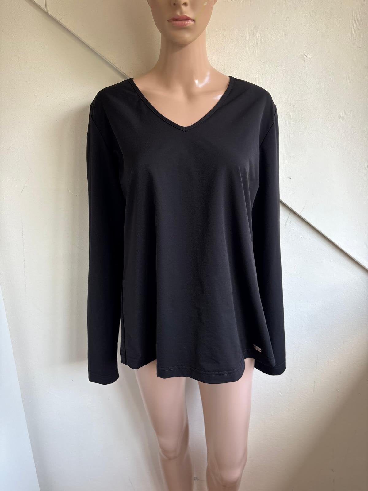 TQ Amsterdam travelstof top blouse longsleeve mt xxl 44/ 46, Kleding | Dames, Ophalen of Verzenden, Zo goed als nieuw, Maat 46/48 (XL) of groter