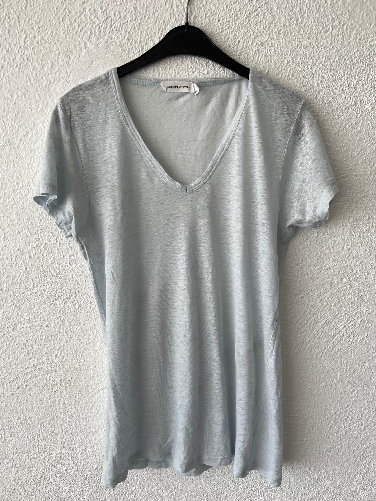 Isabel Marant baby blue linnen shirt v hals, Kleding | Dames, T-shirts, Isabel Marant, Zo goed als nieuw, Korte mouw, Maat 36 (S)