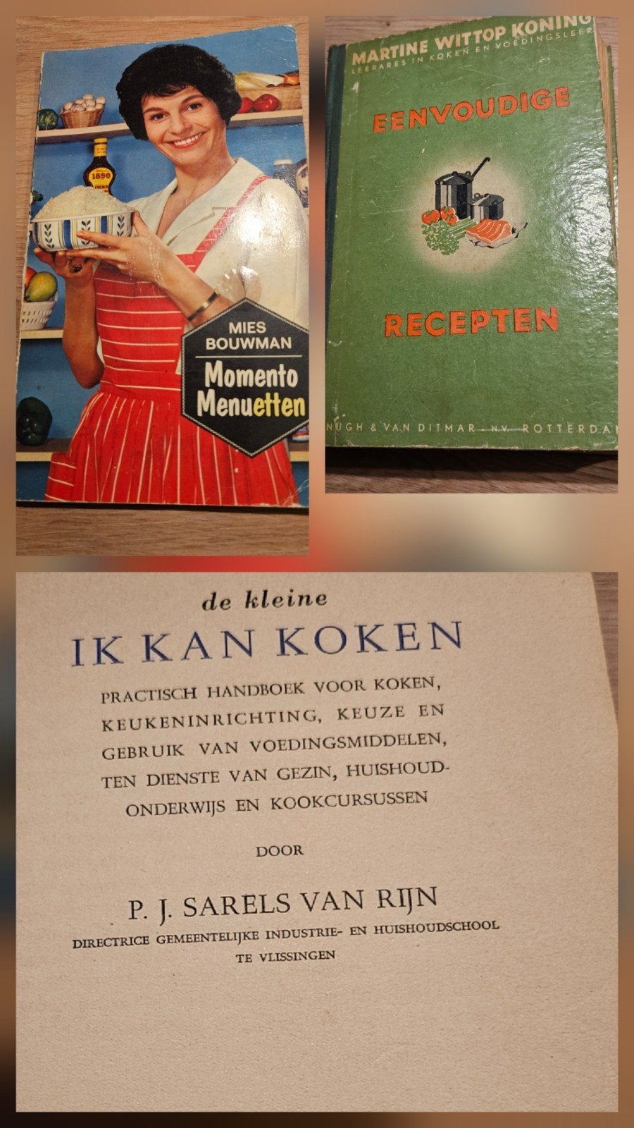 3 oude kookboeken, uitgaves 1948, 1955 en jaren 60, Gelezen, Martine Wittop Koning, Ophalen of Verzenden, Nederland en België